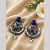 Maharani Jewels Inspired Oxidised Plated Pota Stone And Pearl Dangler Earrings