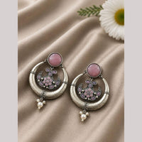Maharani Jewels Inspired Oxidised Plated Pota Stone And Pearl Dangler Earrings