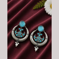 Maharani Jewels Inspired Oxidised Plated Pota Stone And Pearl Dangler Earrings