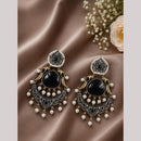 Maharani Jewels Graceful 2 Tone Plated Pota Stone Drop Earrings