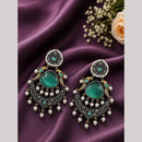 Maharani Jewels Graceful 2 Tone Plated Pota Stone Drop Earrings