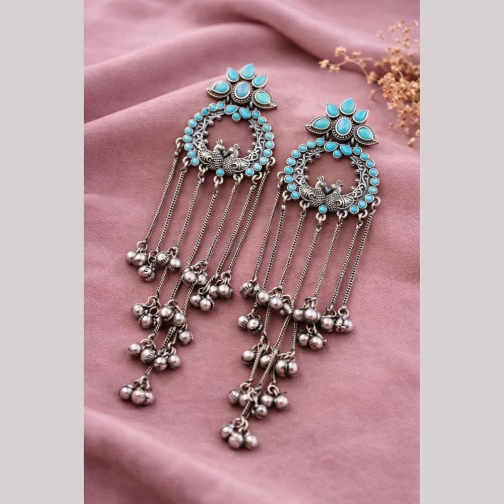Maharani Jewels Inspired Oxidised Plated Pota And Ghungroo Khashmiri Dangler Earrings