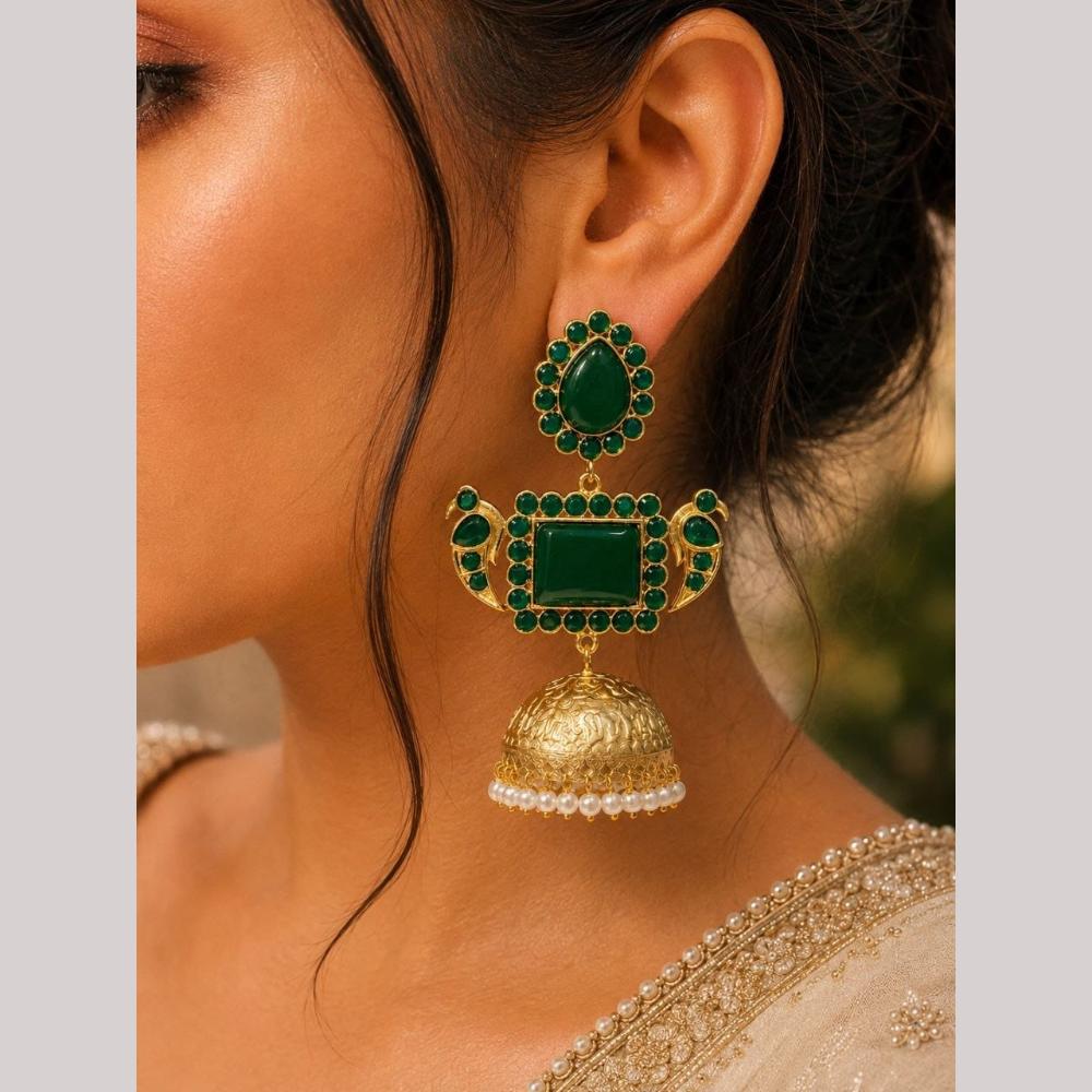 Maharani Jewels Classic Pota Stone Pearl Jhumki Earrings