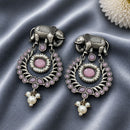 Maharani Jewels Inspired Oxidised Plated Pota Stone Dangler Earrings