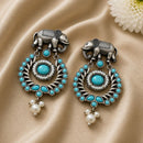 Maharani Jewels Inspired Oxidised Plated Pota Stone Dangler Earrings