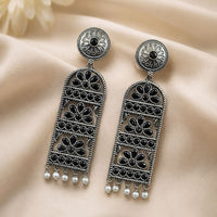 Maharani Jewels Inspired Oxidised Plated Pota Stone Dangler Earrings