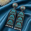 Maharani Jewels Inspired Oxidised Plated Pota Stone Dangler Earrings