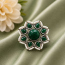 Maharani Jewels Oxidised Pota Stone Statement Ring