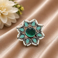 Maharani Jewels Oxidised Pota Stone Statement Ring