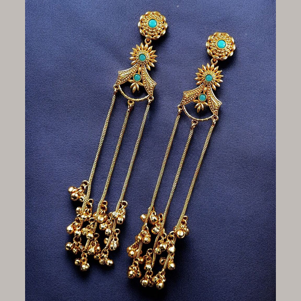 Maharani Jewels Regal Pota Stone And Pearl Ethnic Kashmiri Dangler Earrings