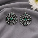 Maharani Jewels Heritage Oxidised Plated Pota Stone Stud Earrings