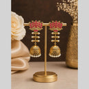 Maharani Jewels Inspired Gold Plated Pota Stone And Pearl Jhumki Earrings