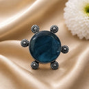Maharani Jewels Oxidised Pota Stone Statement Ring
