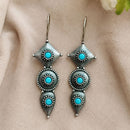 Maharani Jewels Inspired Oxidised Plated Pota Stone Dangler Earrings
