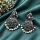 Maharani Jewels Inspired Oxidised Plated Pota Stone And Pearl Dangler Earrings