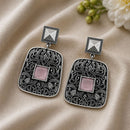Maharani Jewels Inspired Oxidised Plated Pota Stone Dangler Earrings