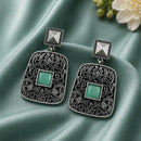 Maharani Jewels Inspired Oxidised Plated Pota Stone Dangler Earrings