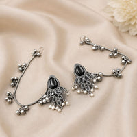 Maharani Jewels Designer Pota Stone And Pearl Dangler Kaanchain Earrings