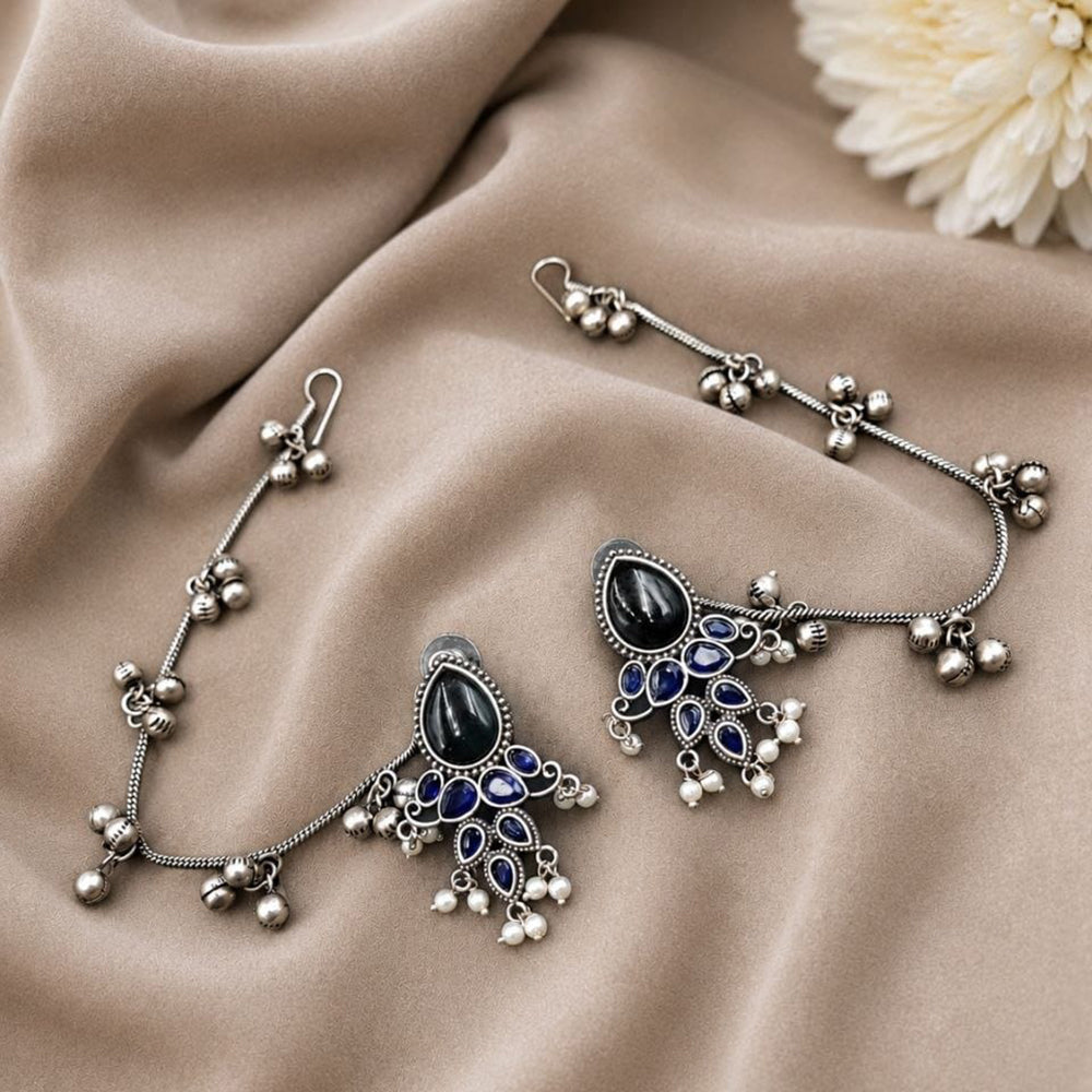 Maharani Jewels Designer Pota Stone And Pearl Dangler Kaanchain Earrings