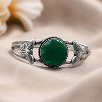 Maharani Jewels Oxidised Plated Pota Stone Openable Kada
