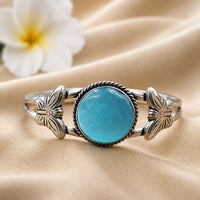 Maharani Jewels Oxidised Plated Pota Stone Openable Kada