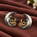 Maharani Jewels Inspired Oxidised Plated Pota Stone Peacock Dangler Earrings