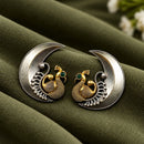 Maharani Jewels Inspired Oxidised Plated Pota Stone Peacock Dangler Earrings