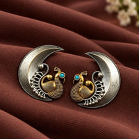 Maharani Jewels Inspired Oxidised Plated Pota Stone Peacock Dangler Earrings