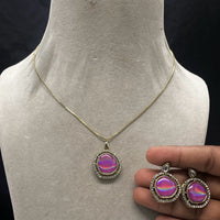 Royal Kundan Jewellery Gold Plated Austrian Stone Chain Pendent Set