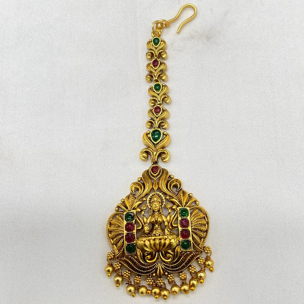 Prime Kundan Jewellery Gold Plated Pota Stone Temple Maangtikka