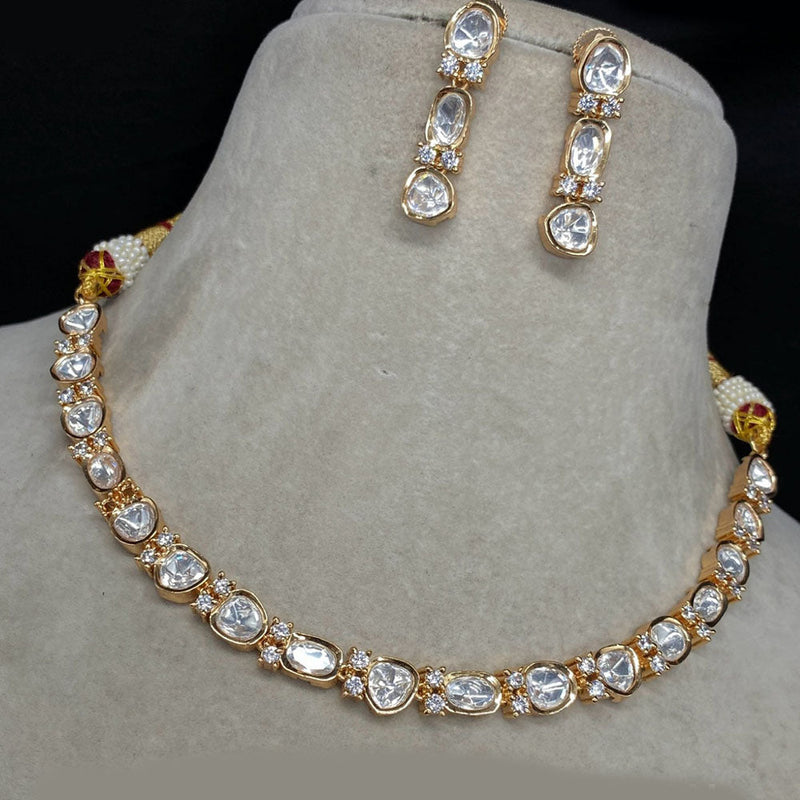 Prime Kundan Jewellery Gold Plated Polki Kundan Necklace Set