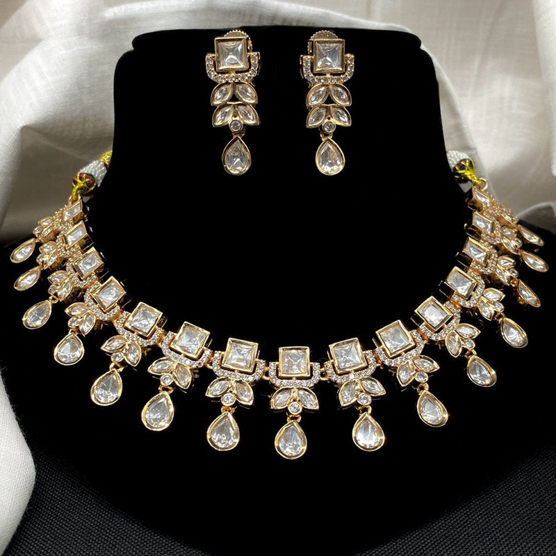 Prime Kundan Jewellery Gold Plated Polki Kundan Necklace Set