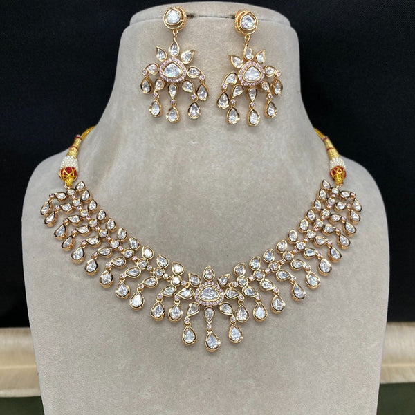 Prime Kundan Jewellery Gold Plated Polki Kundan Necklace Set