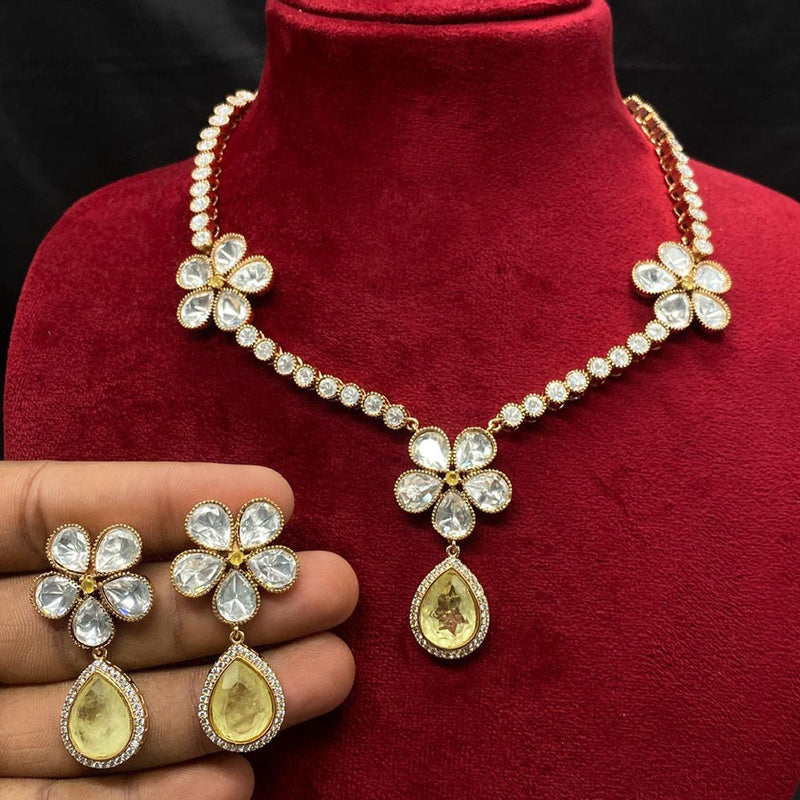 Royal Kundan Jewellery Gold Plated Polki Kundan Necklace Set