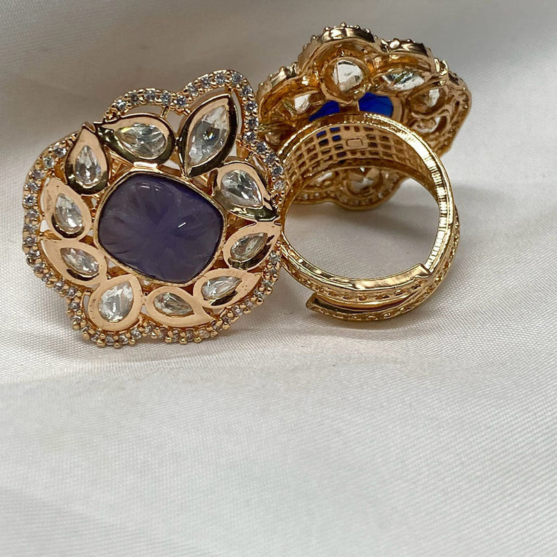 Royal Kundan Jewellery Gold Plated Polki Kundan Adjustable Rings