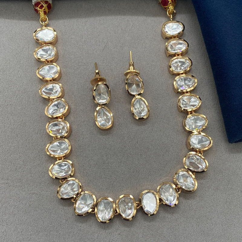 Royal Kundan Jewellery Gold Plated Polki Kundan Necklace Set