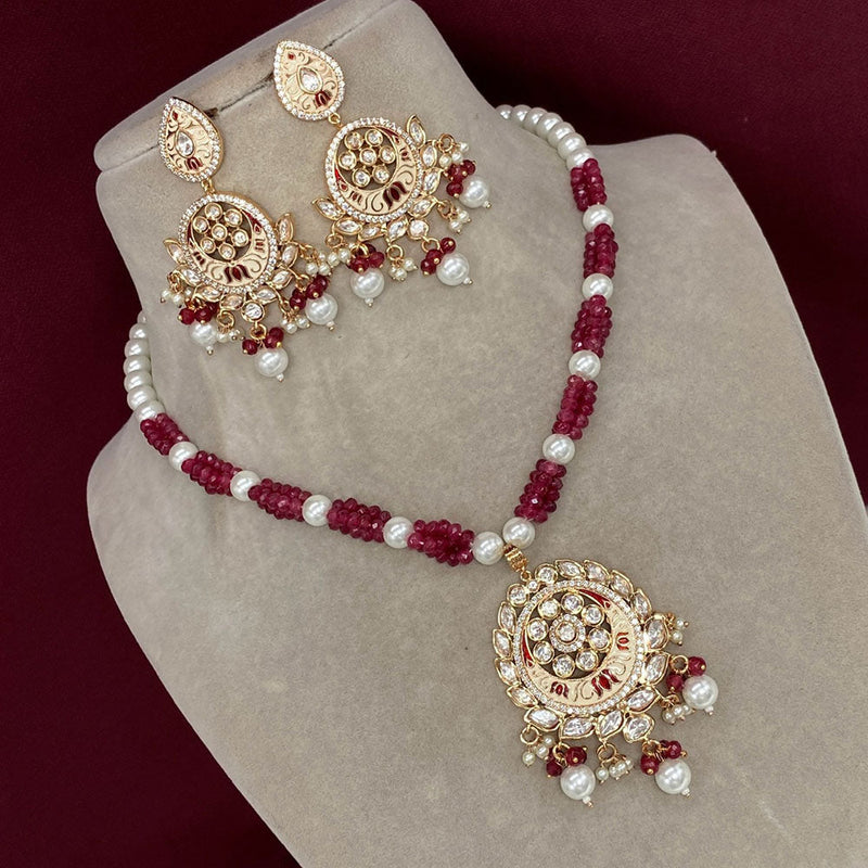 Royal Kundan Jewellery Gold Plated Polki Kundan And Pearls Necklace Set