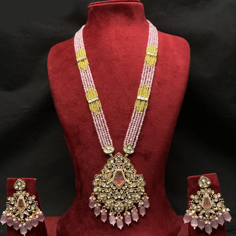 Royal Kundan Jewellery Gold Plated  Kundan And Beads Necklace Set