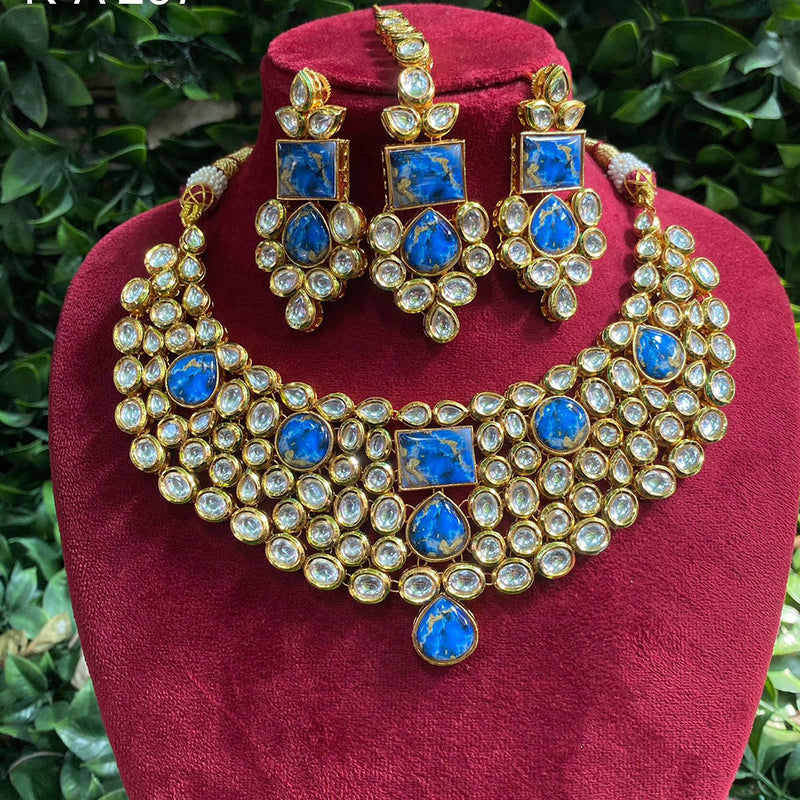 Royal Kundan Jewellery Gold Plated Polki Kundan Necklace Set