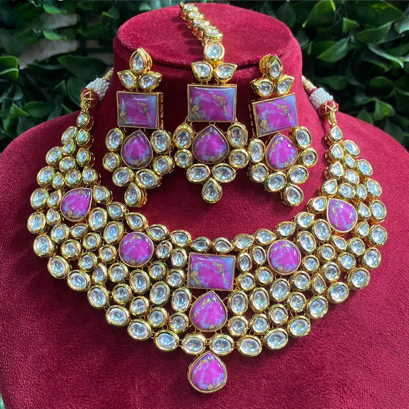 Royal Kundan Jewellery Gold Plated Polki Kundan Necklace Set