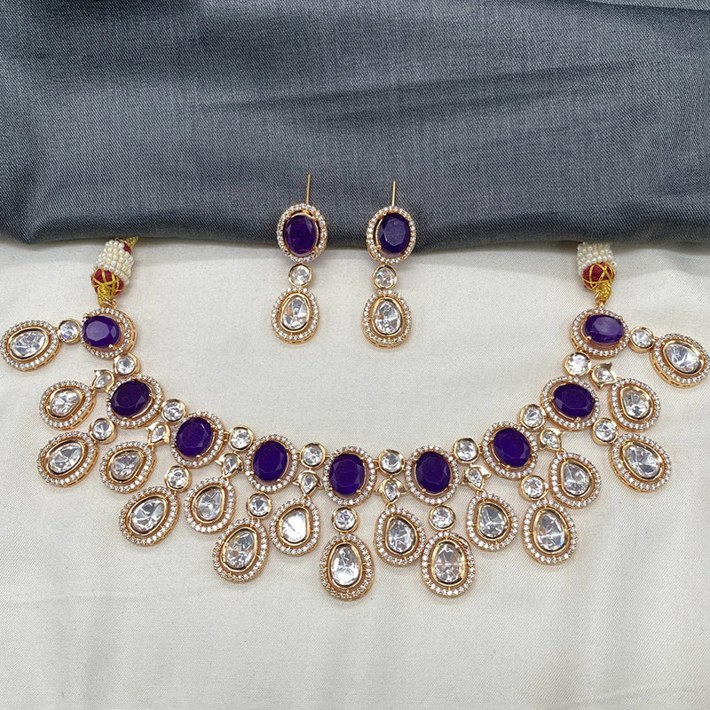 Prime Kundan Jewellery Gold Plated Polki Kundan Necklace Set