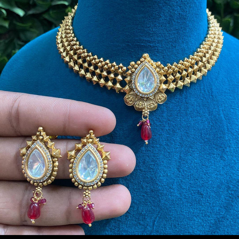 Prime Kundan Jewellery Gold Plated Polki Kundan Necklace Set