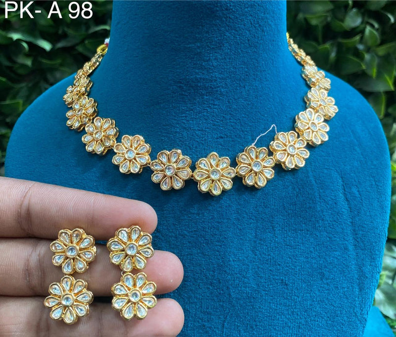 Prime Kundan Jewellery Gold Plated Polki Kundan Necklace Set