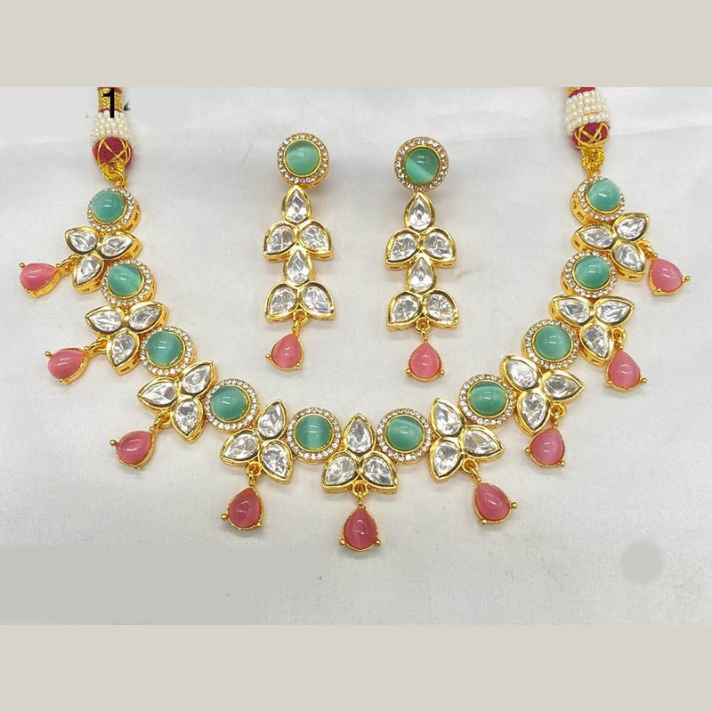 Prime Kundan Jewellery Gold Plated Polki Kundan And Austrian Stone Necklace Set