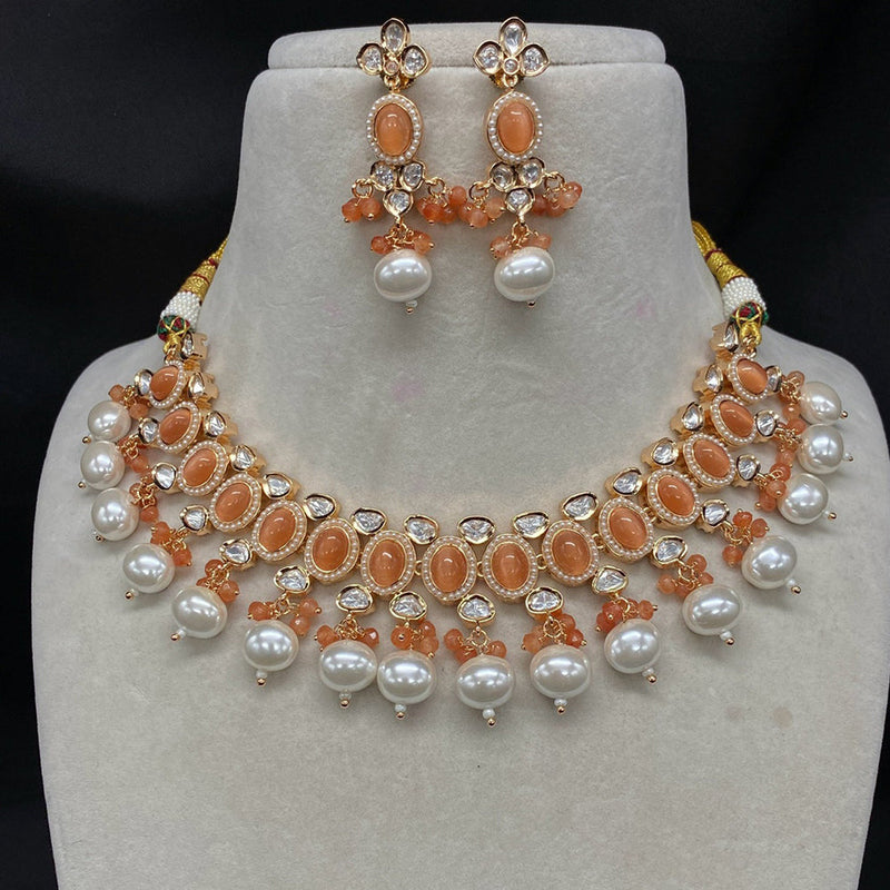 Prime Kundan Jewellery Gold Plated Polki Kundan And Beads Necklace Set