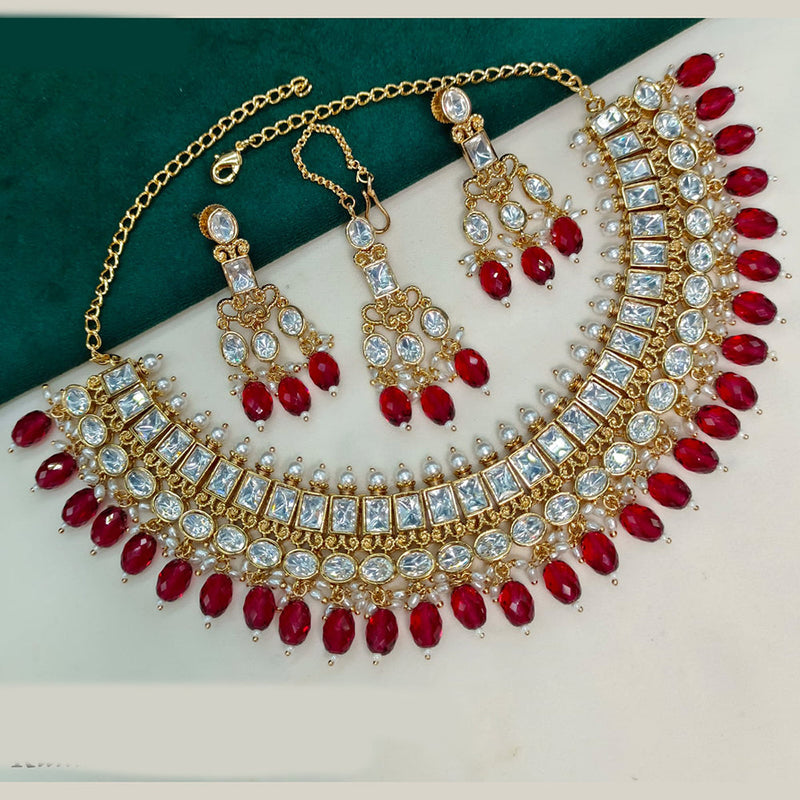 Prime Kundan Jewellery Gold Plated Polki Kundan And Beads Necklace Set