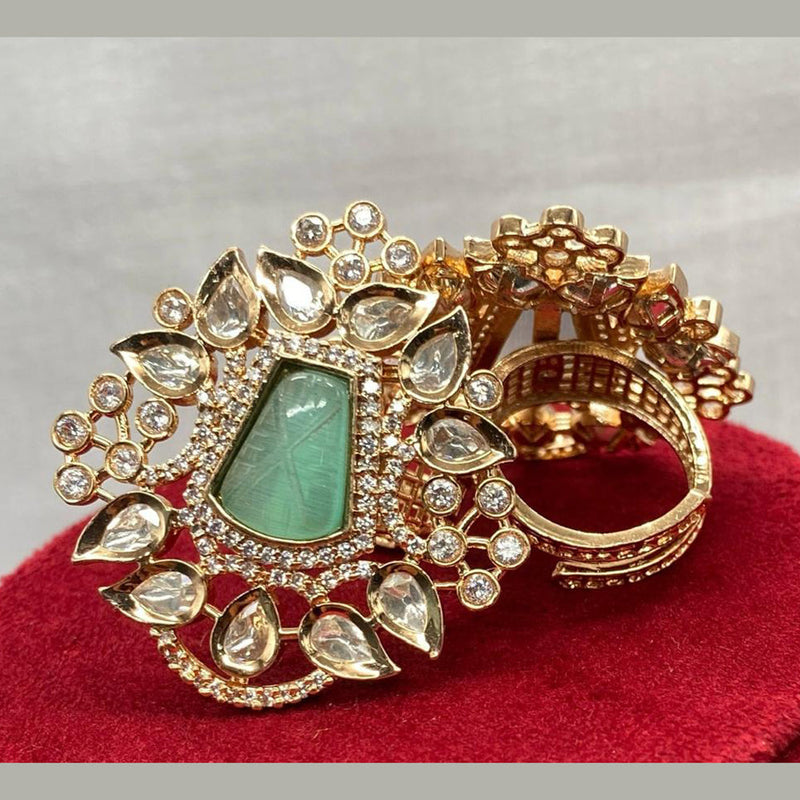 Prime Kundan Jewellery Gold Plated Polki Kundan Adjustable Rings