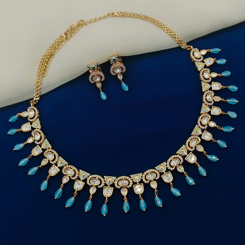 Prime Kundan Jewellery Gold Plated Polki Kundan And Beads Necklace Set