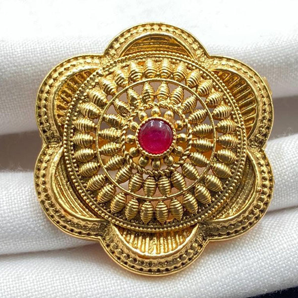 Prime Kundan Jewellery Gold Plated Pota Stone Finger Ring