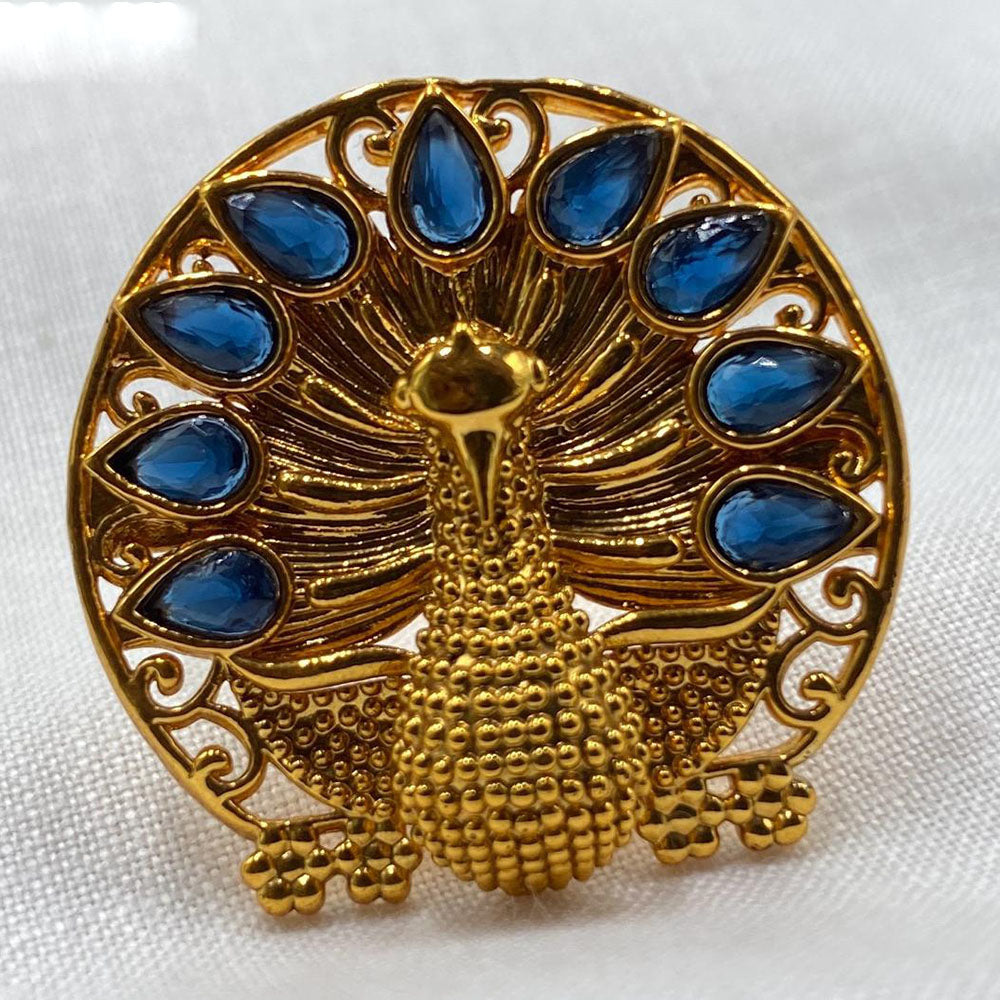Royal Kundan Jewellery Gold Plated Crystal Stone Peacock Finger Ring